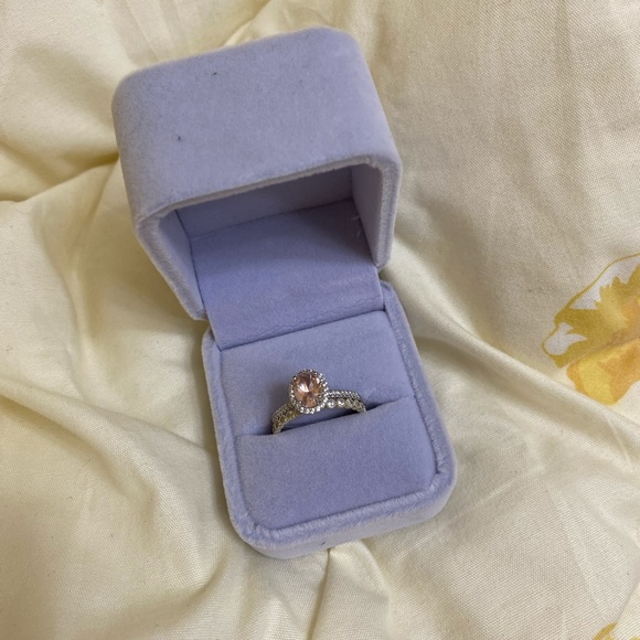 1.2 CT Morganite 925 Sterling Silver Ring with Eternity Band - Picture 2 of 15